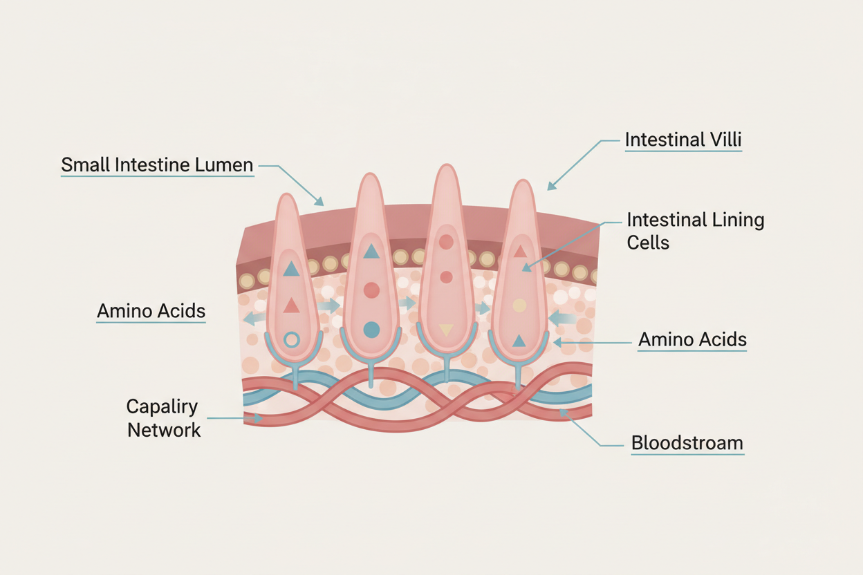 How protein is absorbed in the small intestine