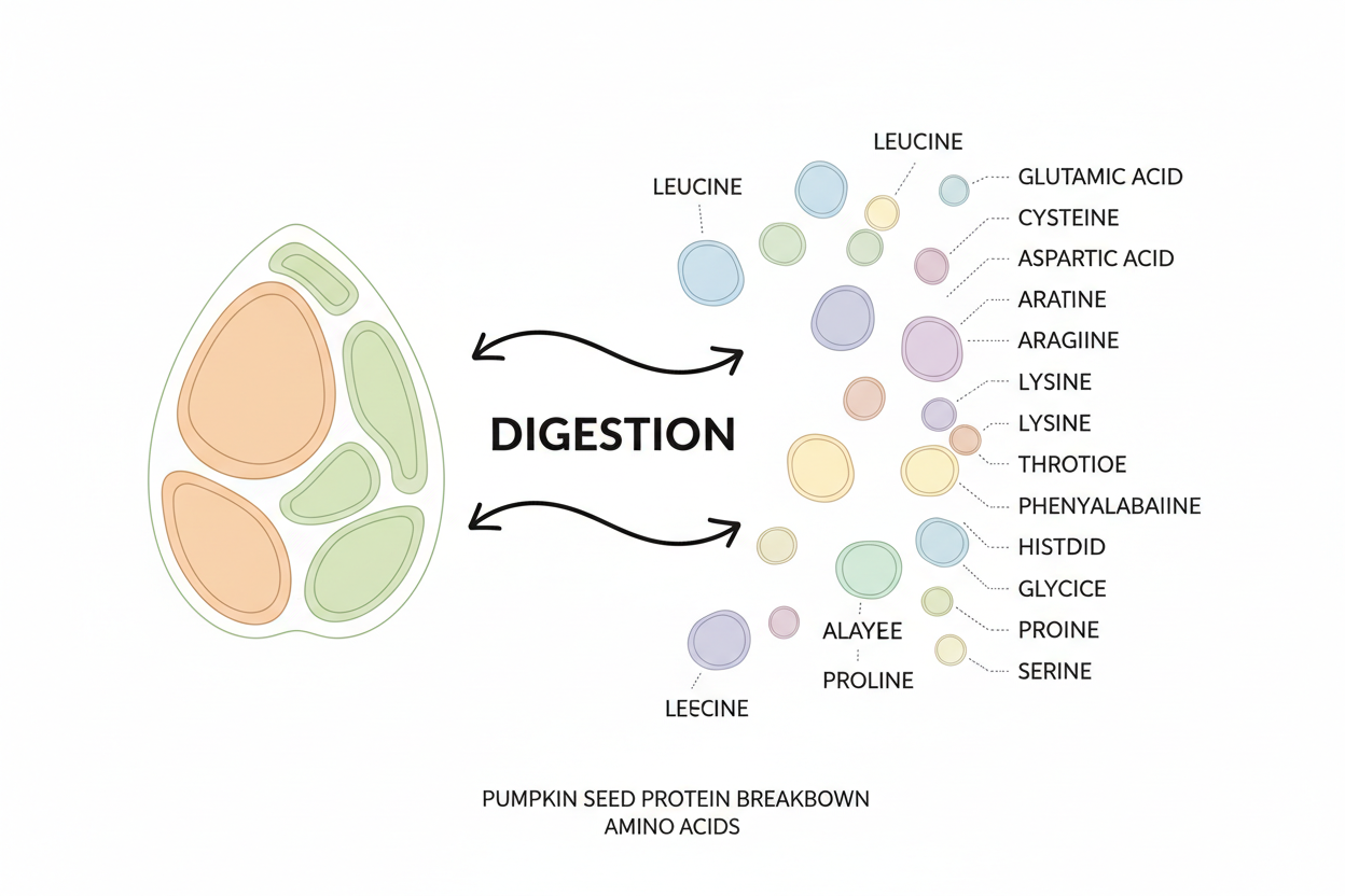Illustration showing the amino acid profile of pumpkin seed protein