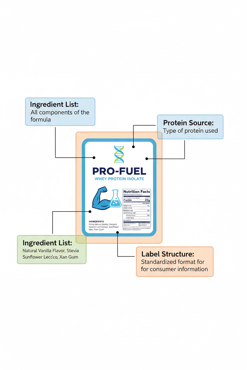 illustration showing how to read a protein powder label