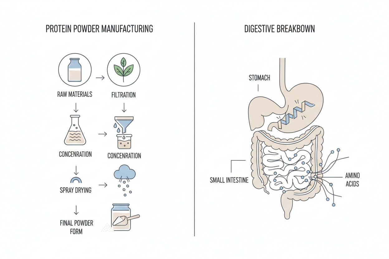 protein processing stages and digestive breakdown