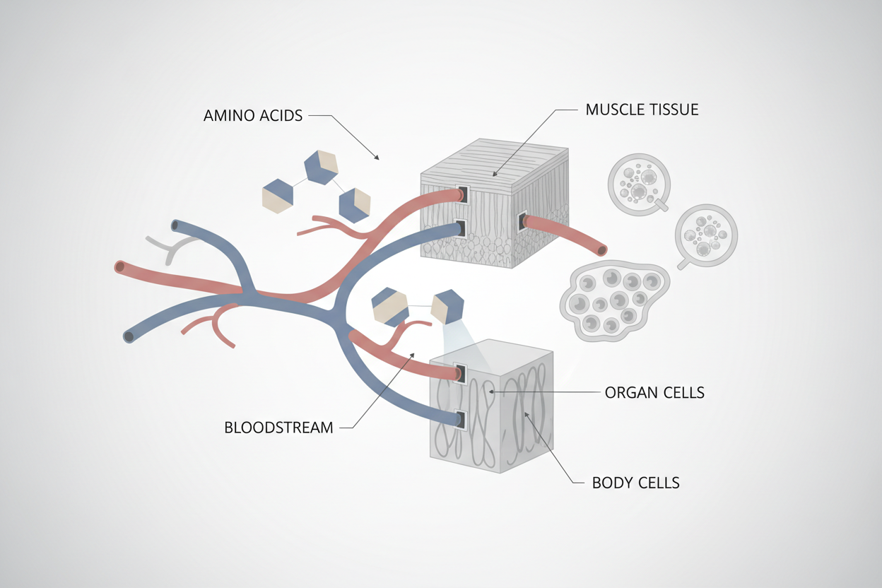 Diagram showing amino acid availability through circulation in the body