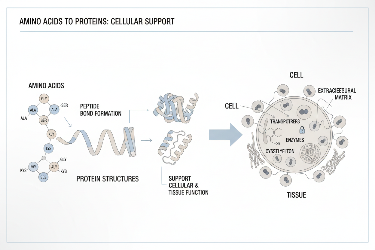 Illustration showing how amino acids support normal body function