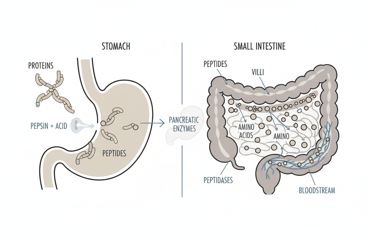 Illustration showing amino acids and digestive efficiency