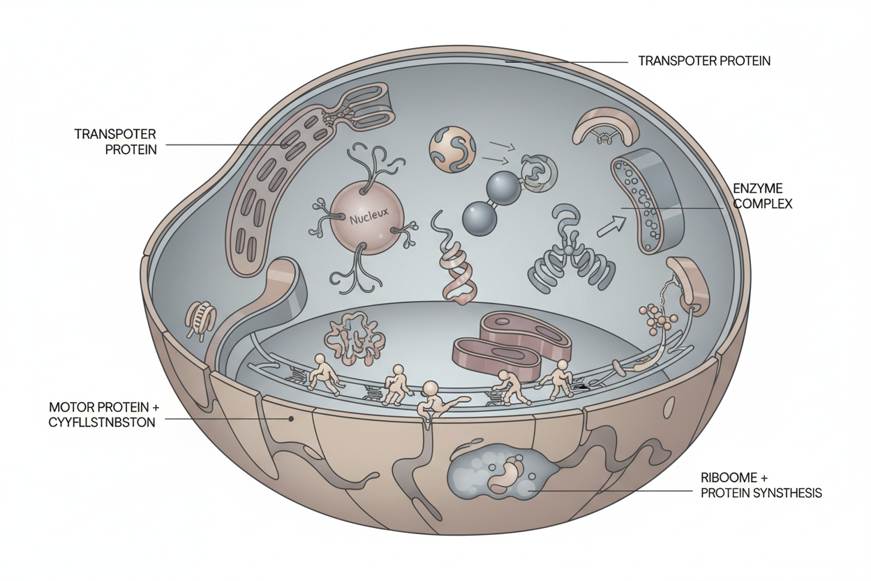Illustration showing how protein functions inside cells