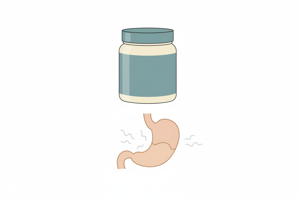 illustration showing protein powder discomfort concept