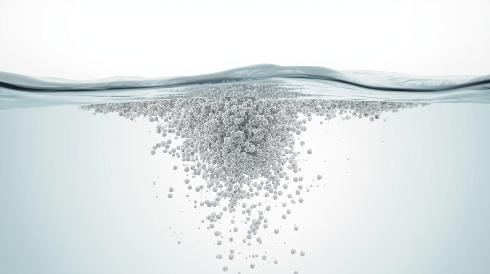 Illustration showing protein ingredient solubility in liquid