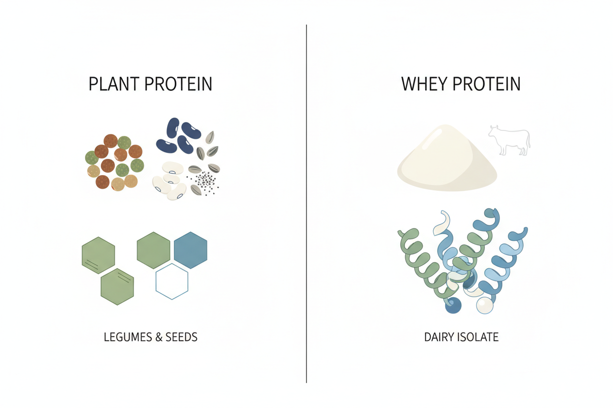 Illustration comparing plant protein and other protein sources without bias