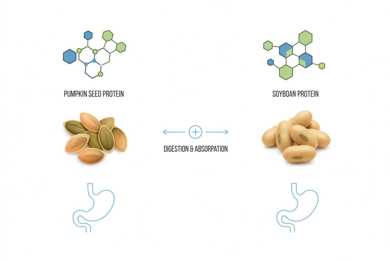 Illustration comparing pumpkin seed protein and soy protein