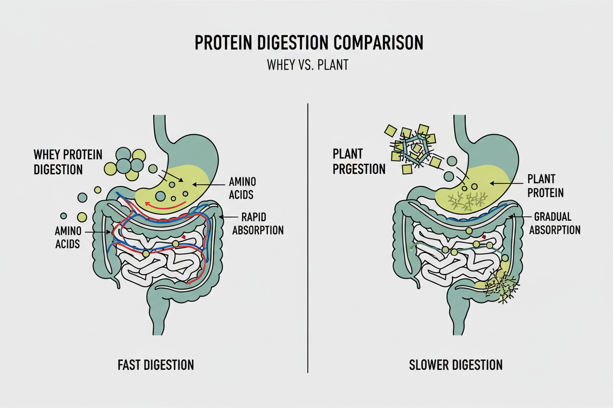 Whey protein versus plant protein digestion
