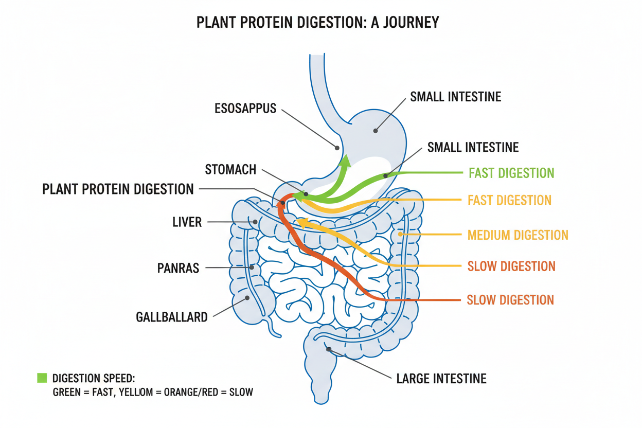 Illustration explaining plant protein digestive variability
