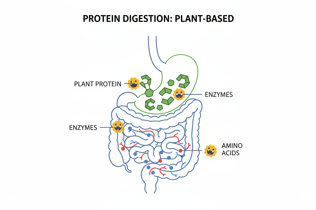 Illustration explaining plant protein digestive support