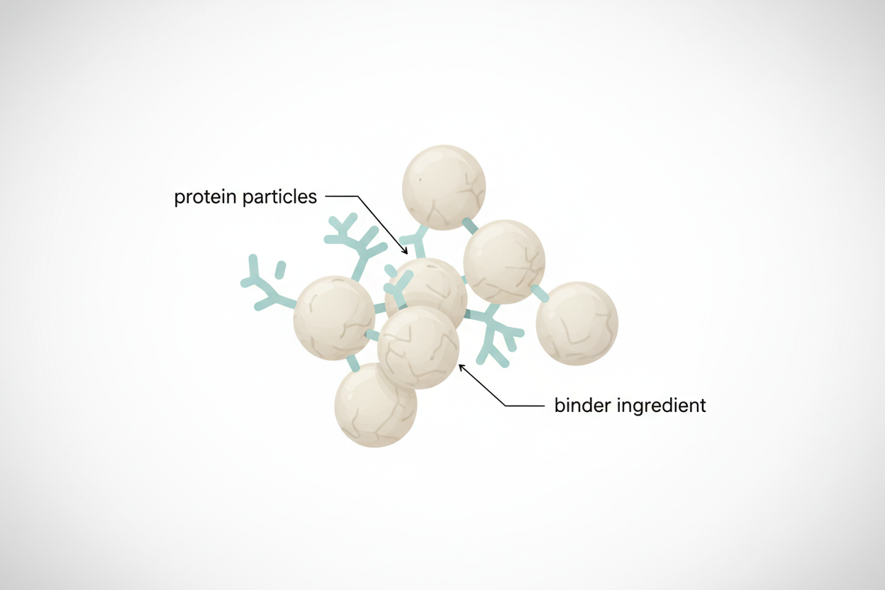 illustration explaining protein powder binders and how they hold ingredients together