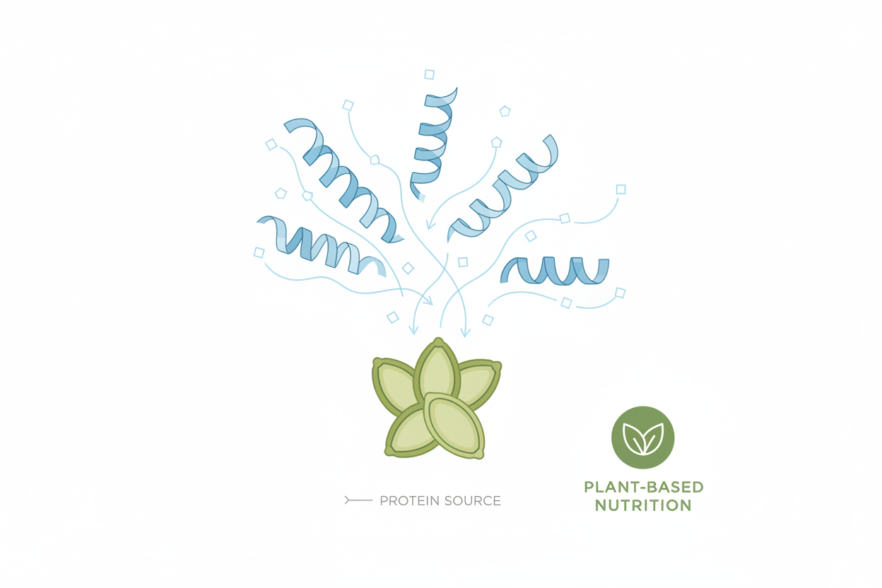 Illustration showing pumpkin seed protein in plant based nutrition