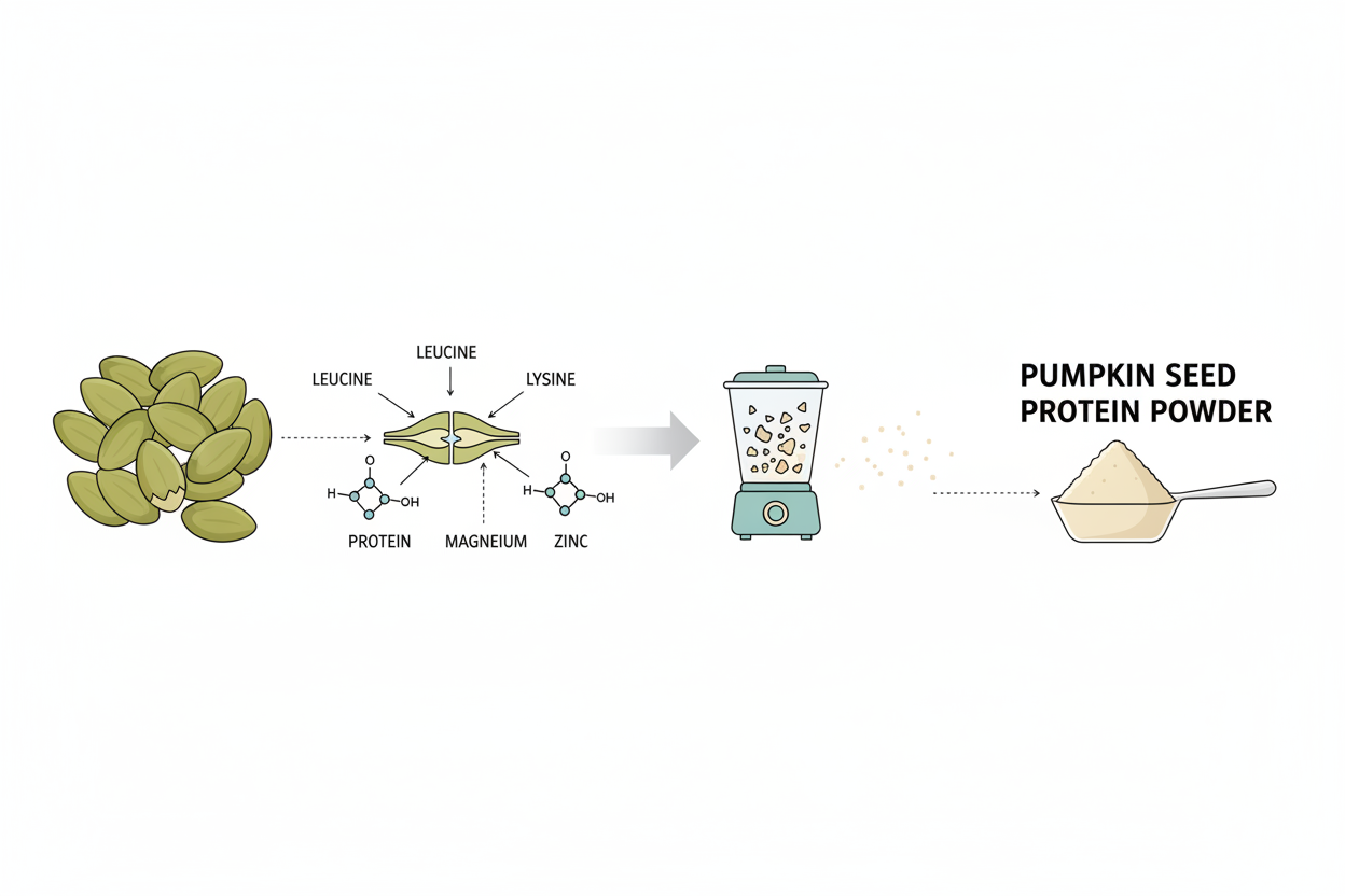 Illustration explaining pumpkin seed protein nutrition