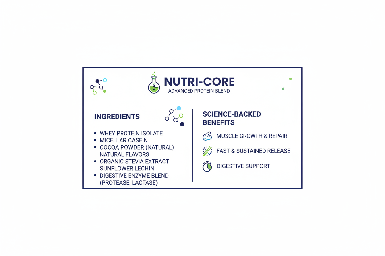 illustration showing difference between ingredient lists and marketing language in protein powders