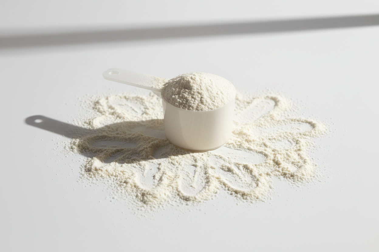 protein powder scoop representing basic protein structure and composition