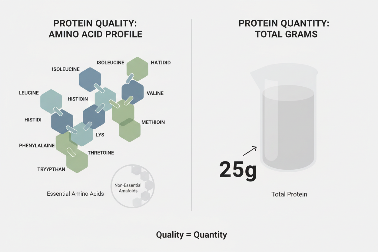 Illustration showing amino acid balance compared to total protein intake