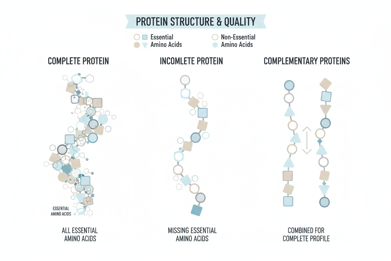 Illustration showing how amino acids relate to protein quality