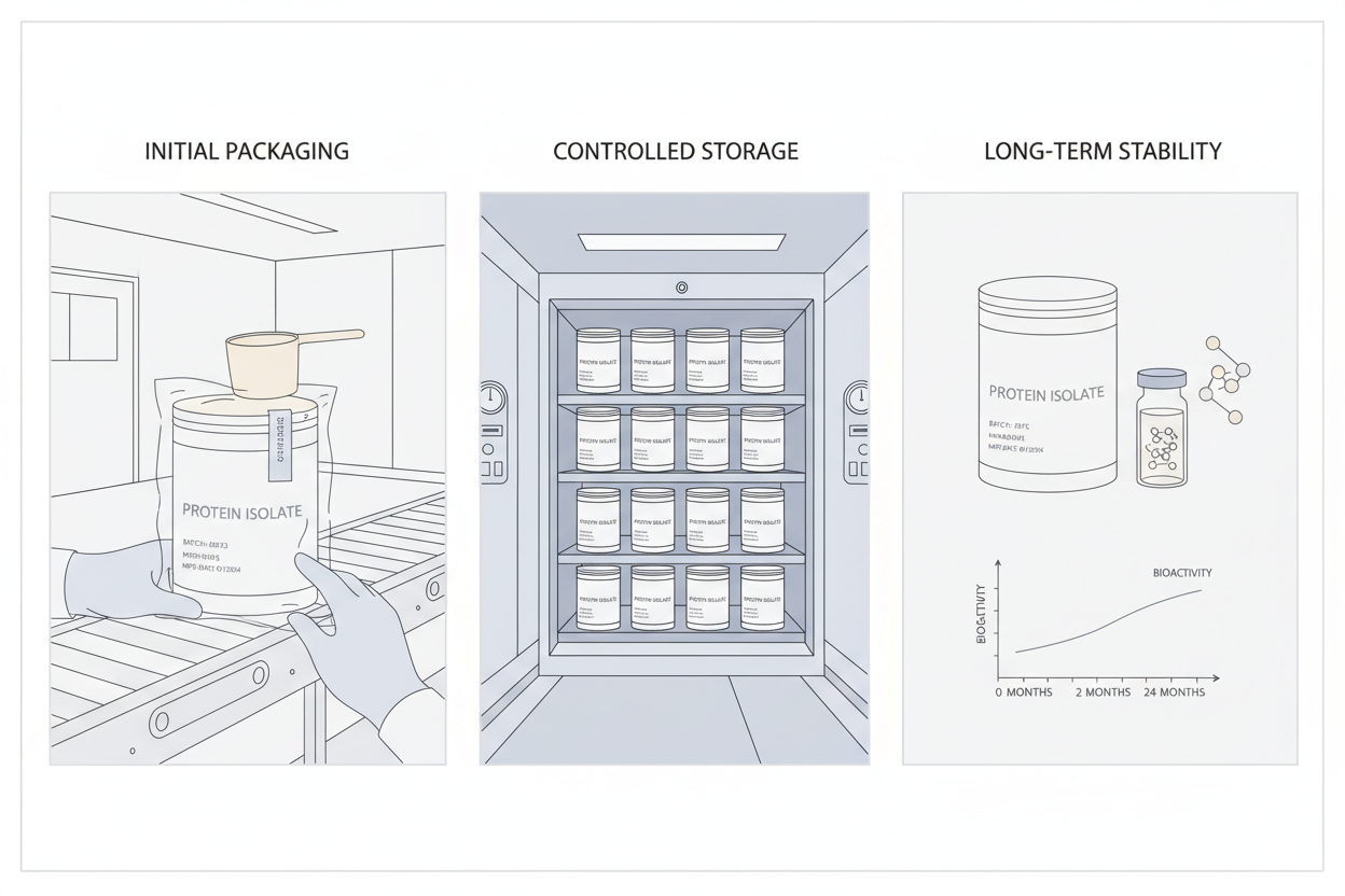 Illustration showing protein ingredient shelf life and storage stability
