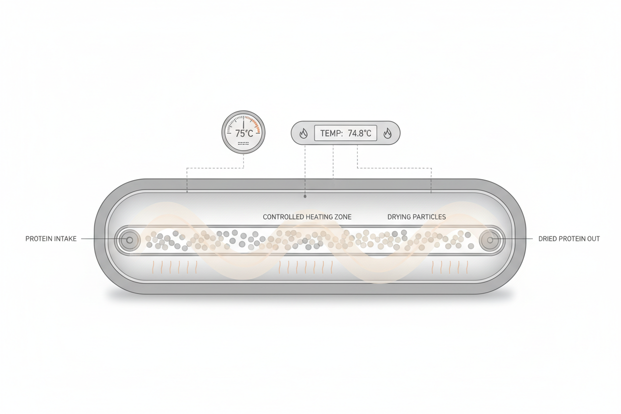 Illustration showing how heat affects protein ingredients during processing