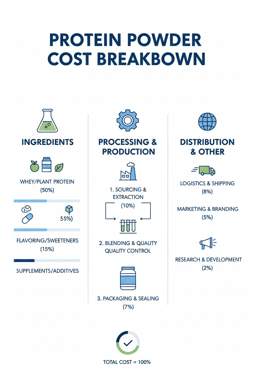 illustration showing protein powder cost breakdown and pricing factors