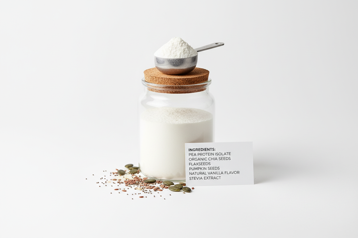 illustration showing best clean protein powder with simple ingredients