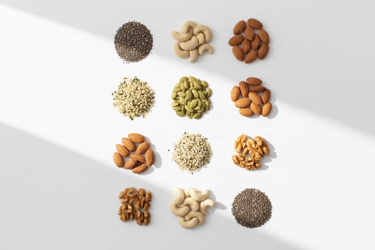 is plant protein easier on the stomach concept with clean plant ingredients on white background