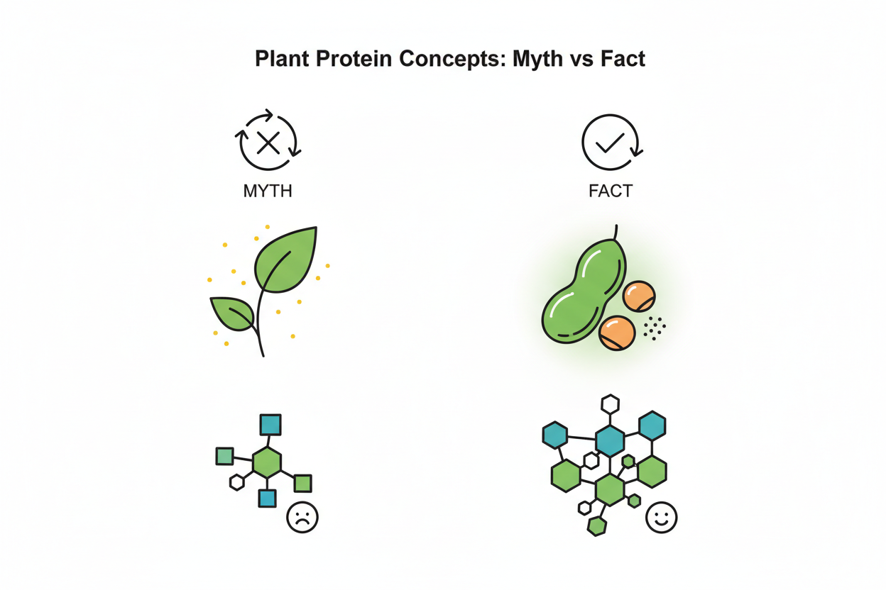 illustration showing common plant protein myths explained