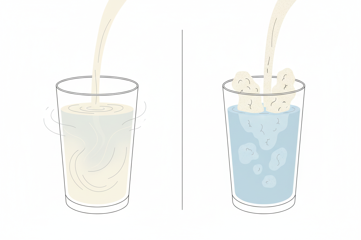 illustration showing plant protein texture and mixability
