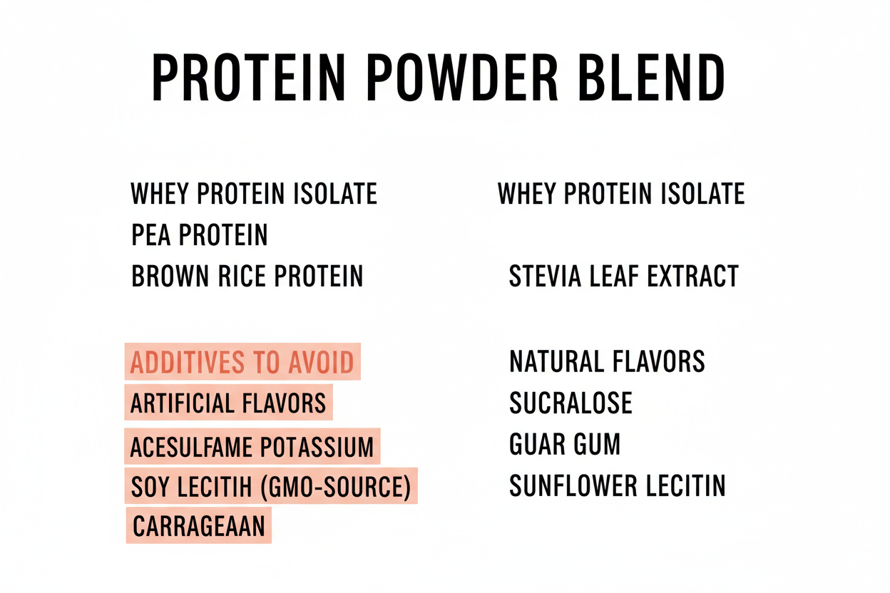 illustration showing protein powder ingredients to avoid