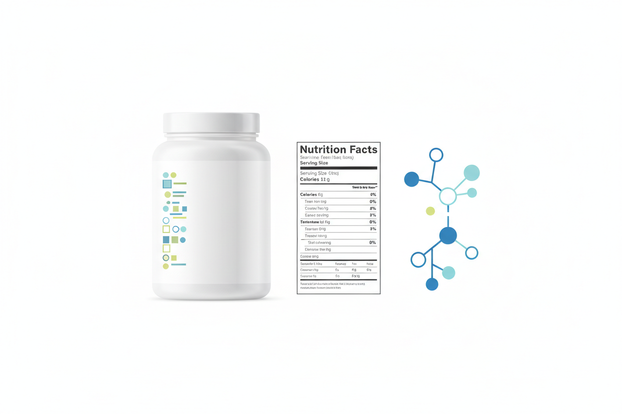 illustration showing protein powder label breakdown