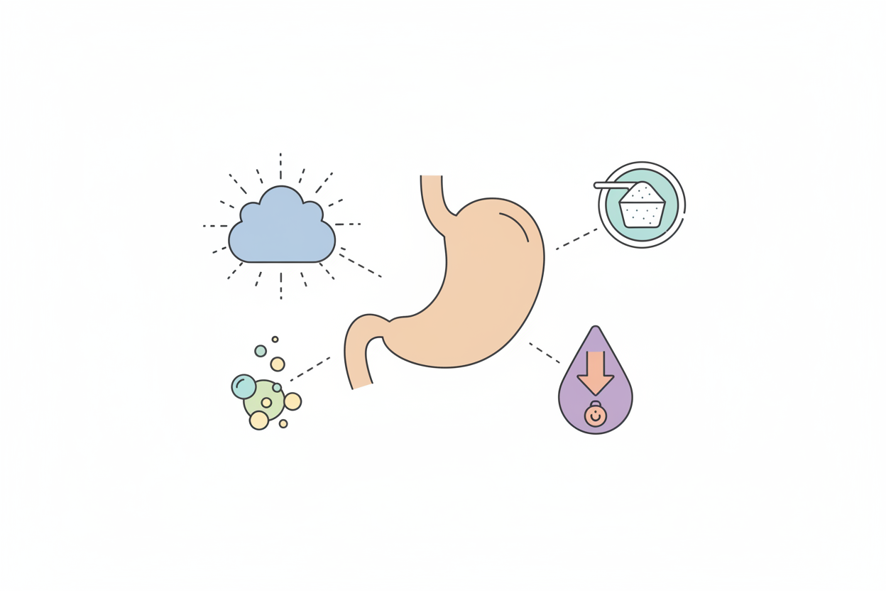 illustration showing signs protein powder is hard to digest