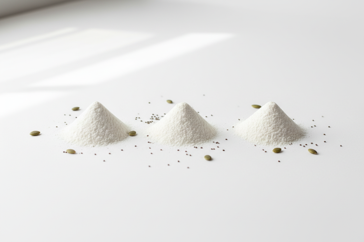protein powder and ingredients representing protein quality and composition