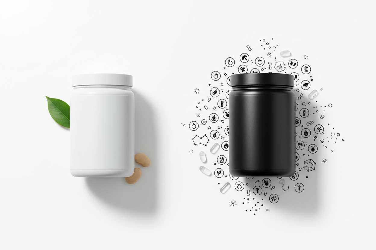 why simple protein is different clean minimal ingredient protein vs complex formula on white background