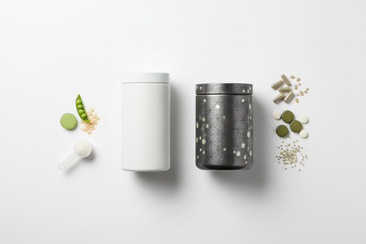 why fewer ingredients matter in protein powder simple vs complex ingredient comparison on white background