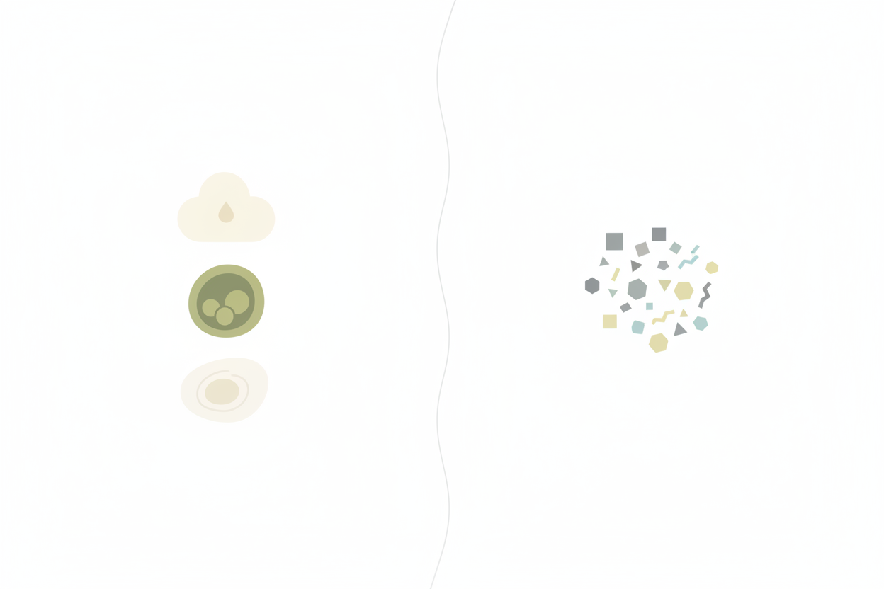 protein powder additives breakdown showing core ingredients vs additives on white background