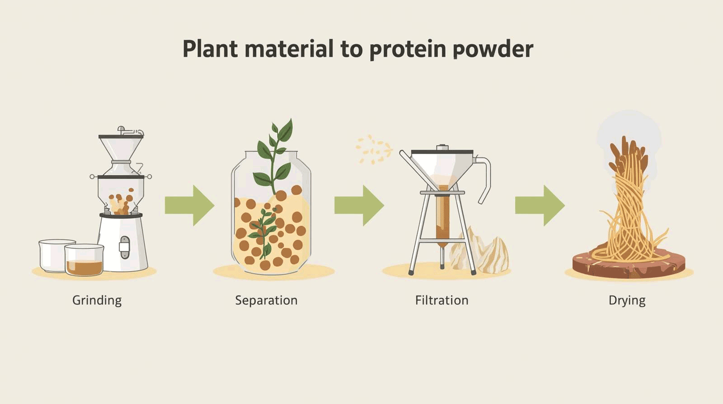 Illustration showing how plant proteins are extracted